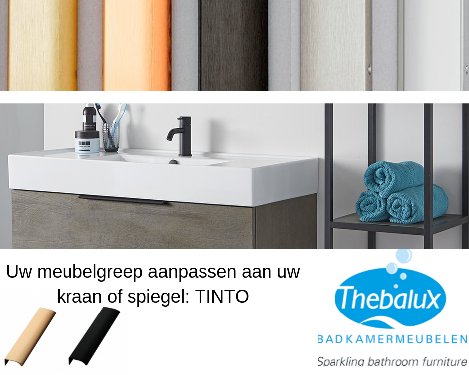 Badezimmerschrank mit Griff Tinto in schwarz und modernem schwarzen