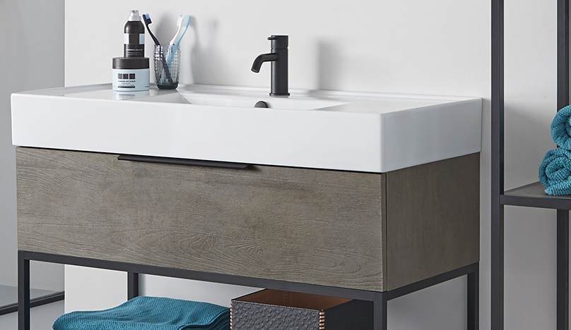 Badezimmerschrank mit Griff Tinto in schwarz und modernem schwarzen